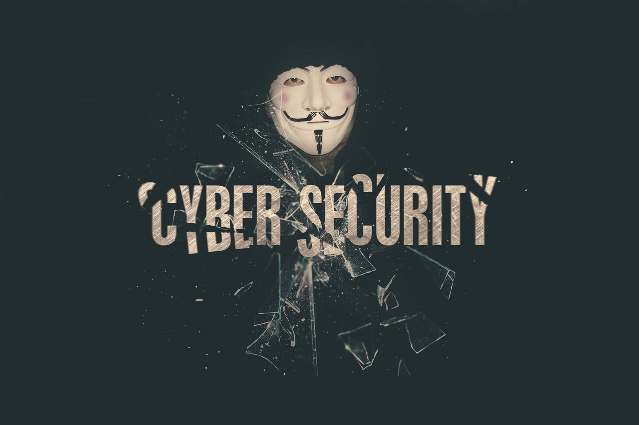 masked face with superimposed text to illustrate what is network security